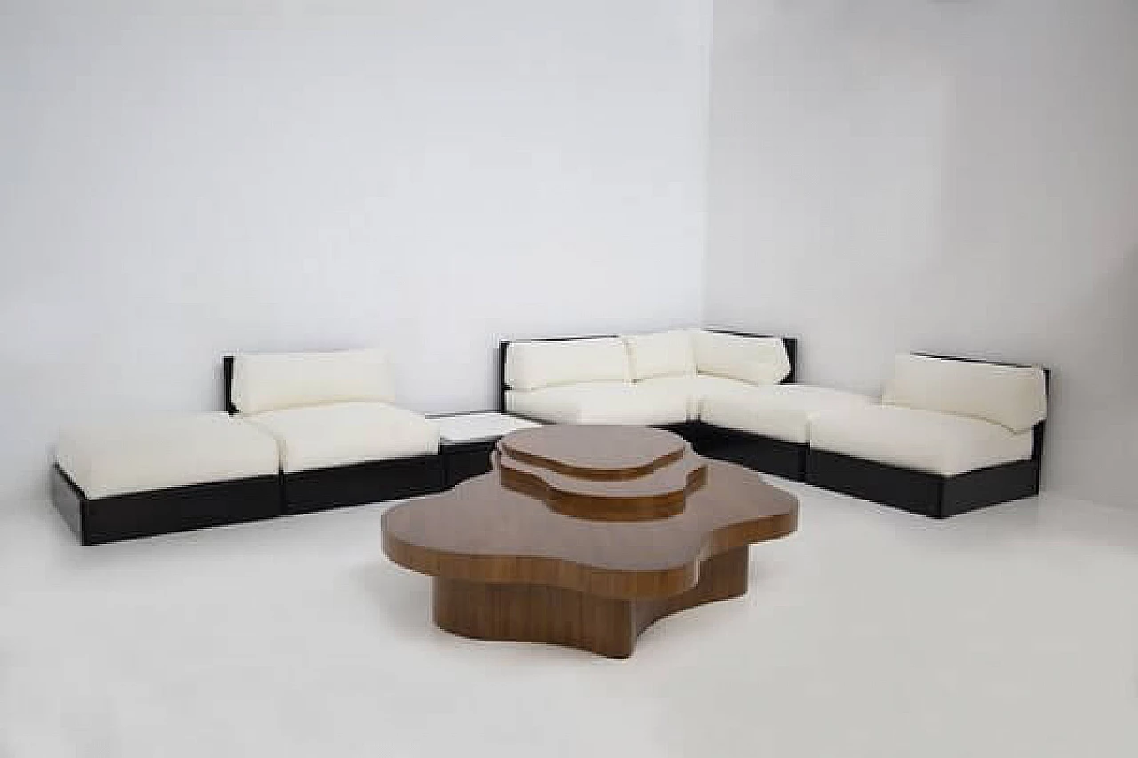 Divano modulare in legno e Clés di Heide Rolf per ICF, anni '60 10