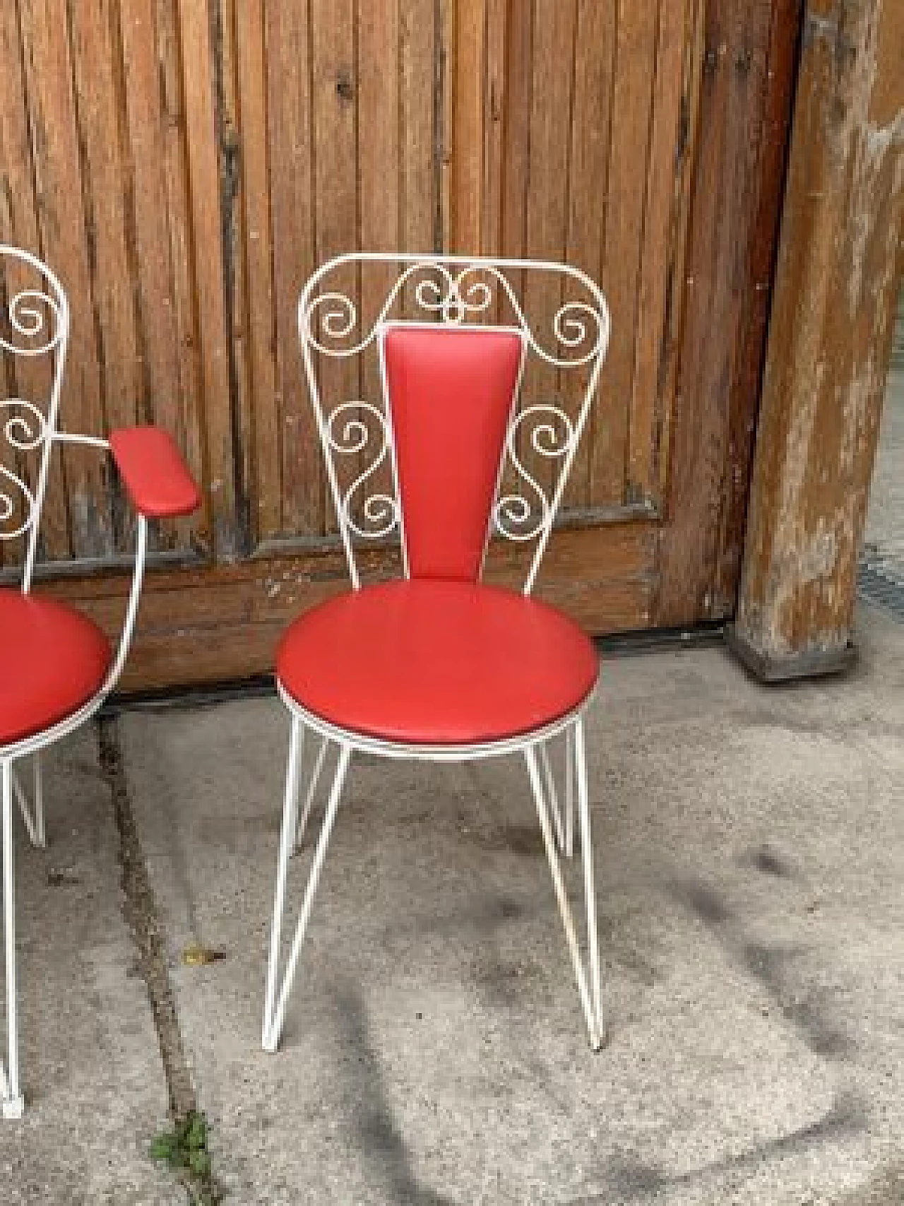 Pair of outdoor chairs, bench and side table, 1960s 7