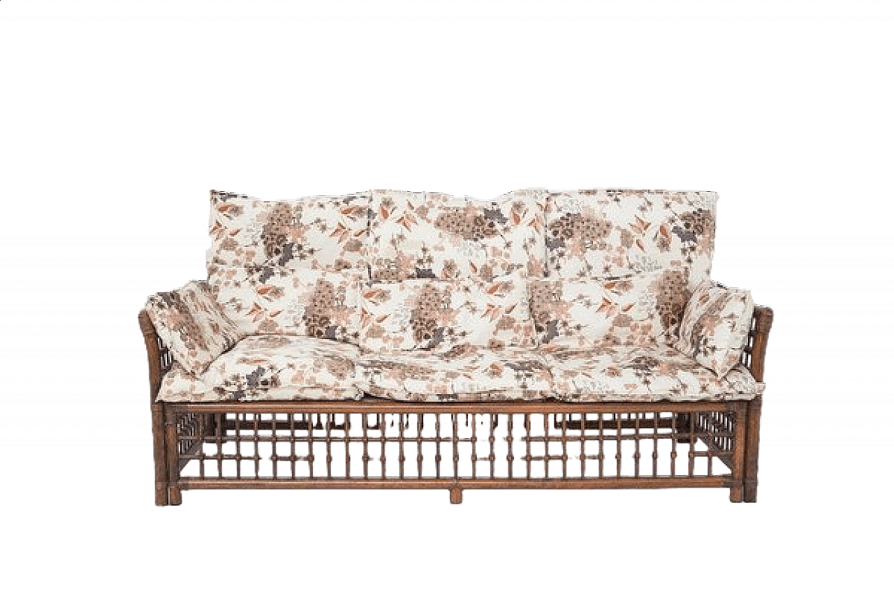 Divano in legno e vimini di Vivai del Sud, anni '60 15