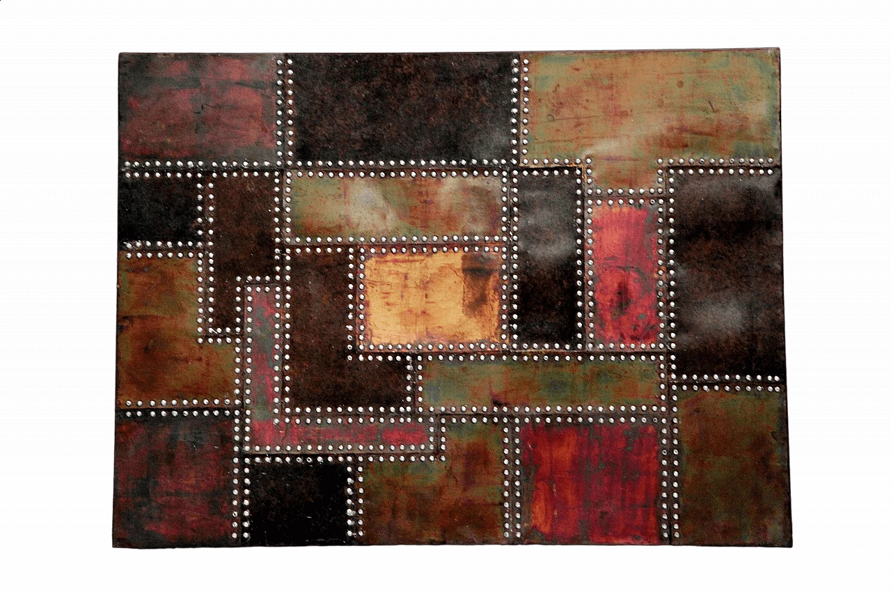 Patinated and bolted cut metal composition, 1990s 5