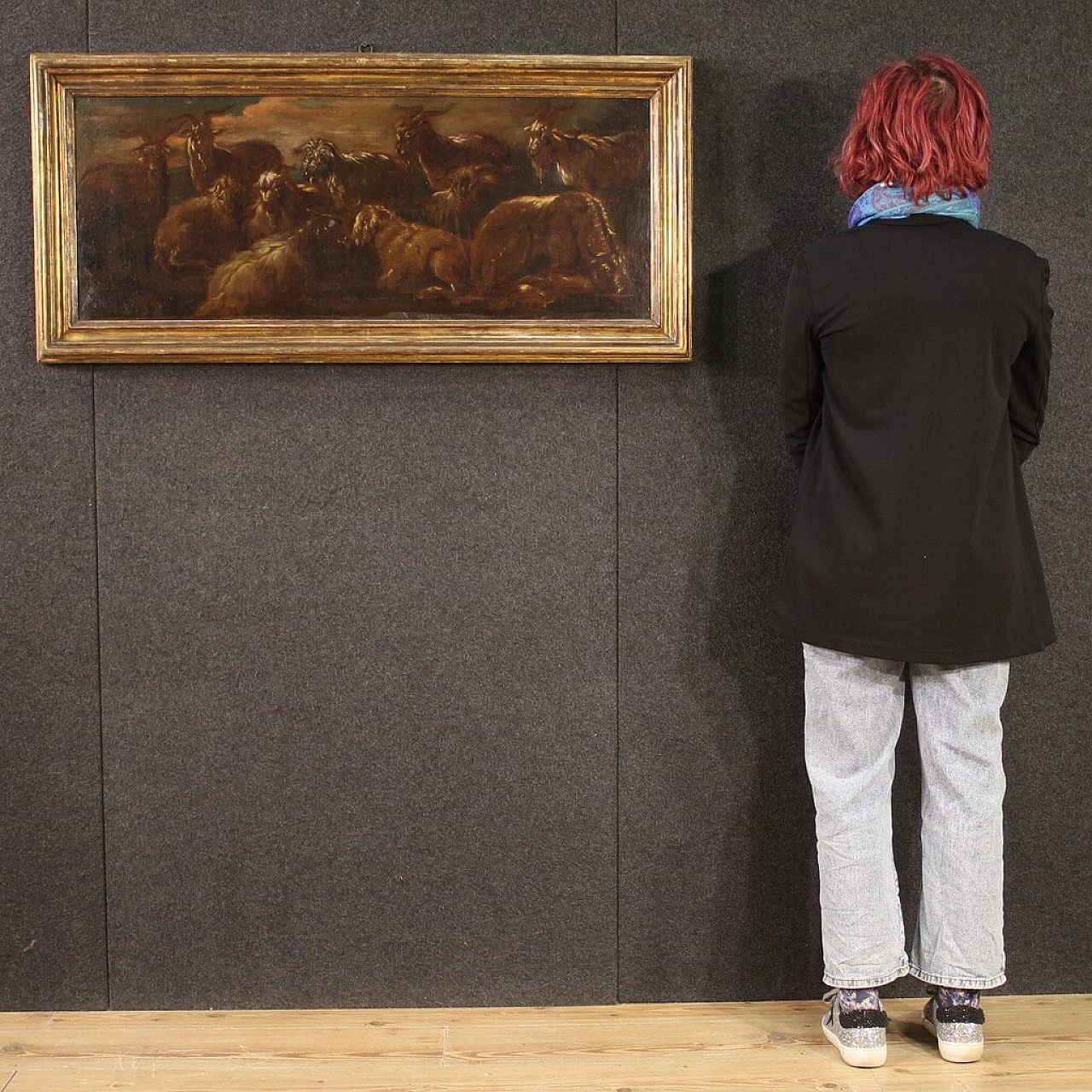 Paesaggio con capre, scuola italiana, olio su tela, seconda metà '600 2