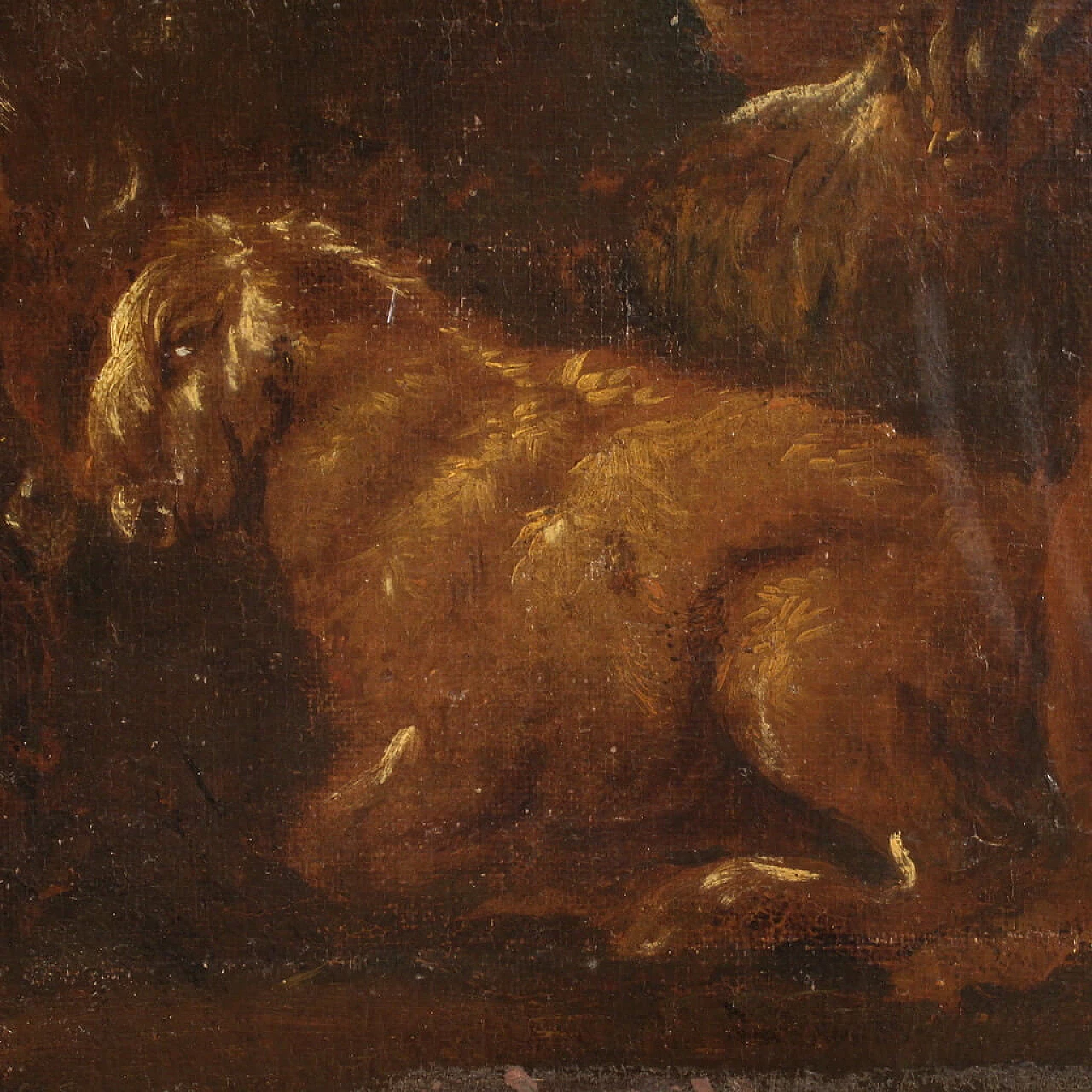 Paesaggio con capre, scuola italiana, olio su tela, seconda metà '600 6