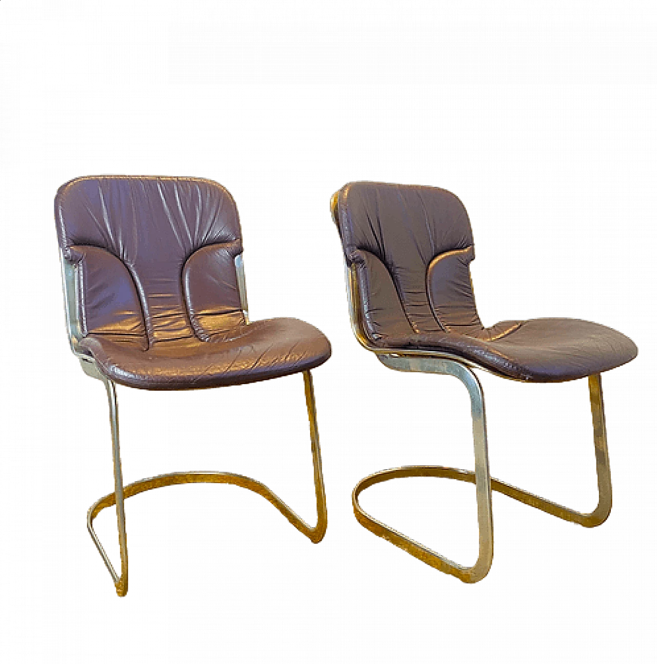 Pair of chairs with chromed steel frame by Willy Rizzo for Cidue, 1970 9