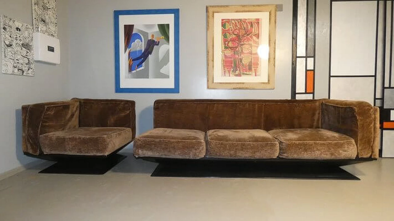 Modular sofa and armchair by Luigi Pellegrin for MIM Rome, 1960s 1