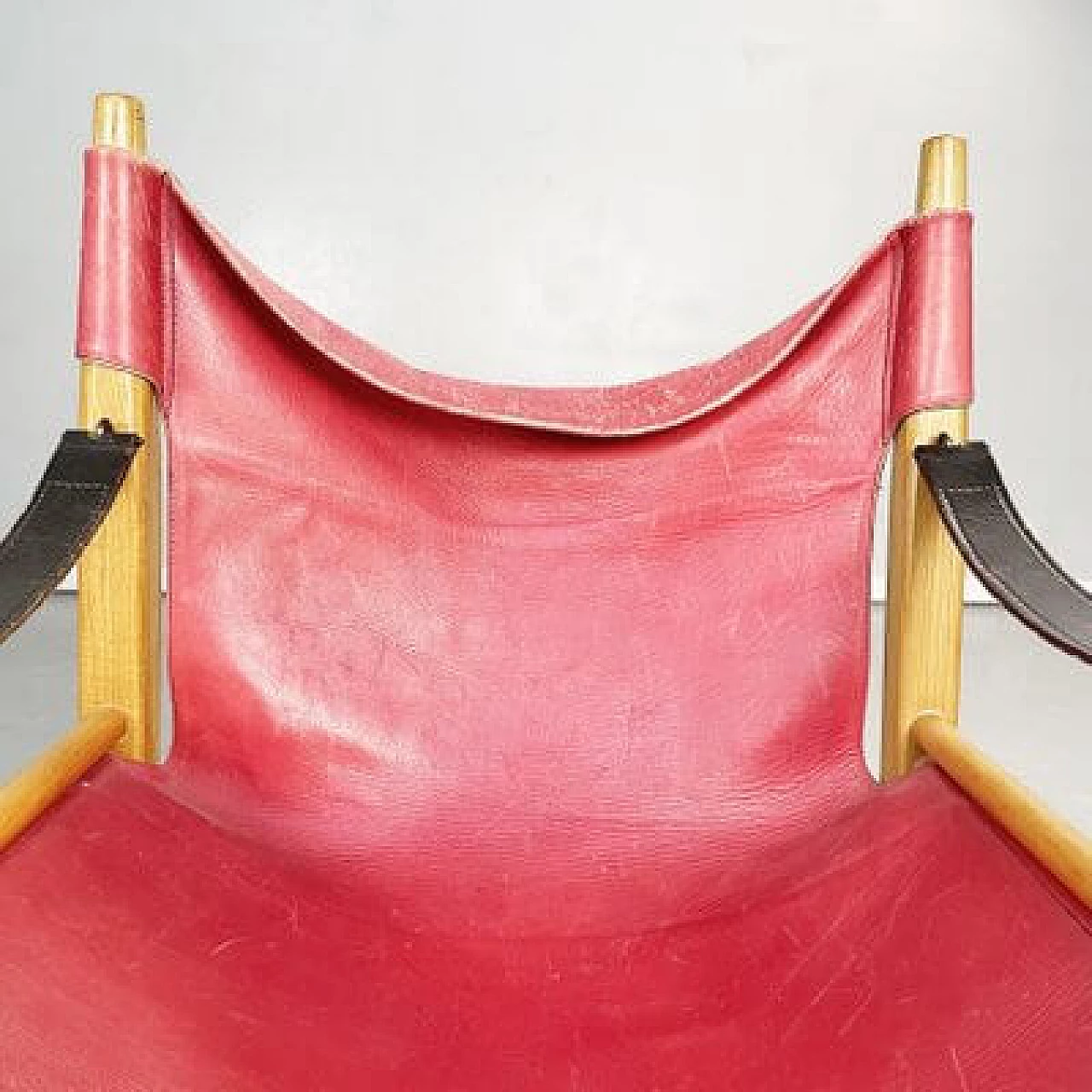 Oasi 85 leather and wood armchair attributed to Legler for Zanotta, 1960s 6