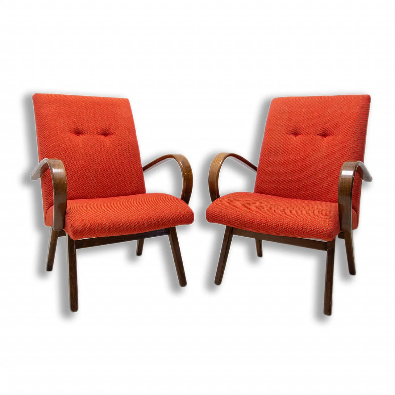 Coppia di poltrone di Jaroslav Šmídek in faggio, anni '70 1