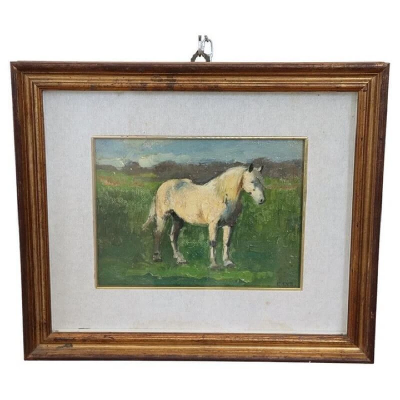 Edwin Ganz, cavallo bianco, olio su tavola, prima metà del '900 1
