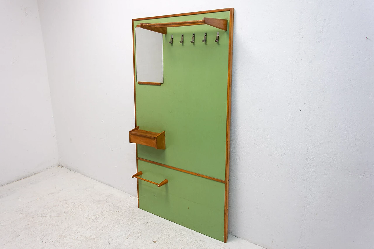 Appendiabiti da parete in legno e similpelle, anni '50 3