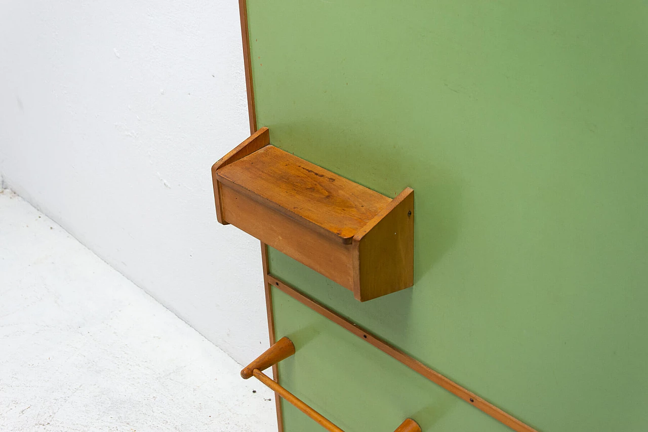 Appendiabiti da parete in legno e similpelle, anni '50 7