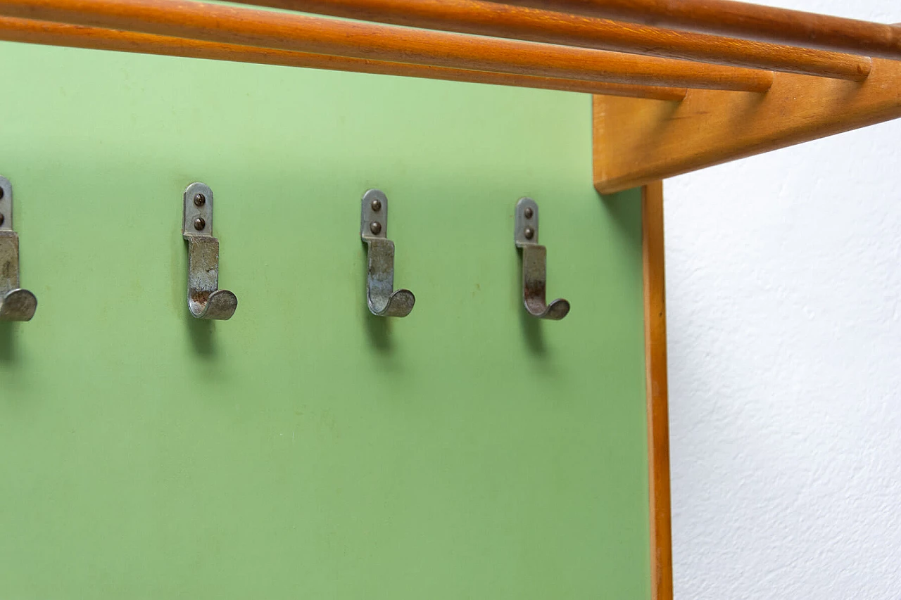 Appendiabiti da parete in legno e similpelle, anni '50 9