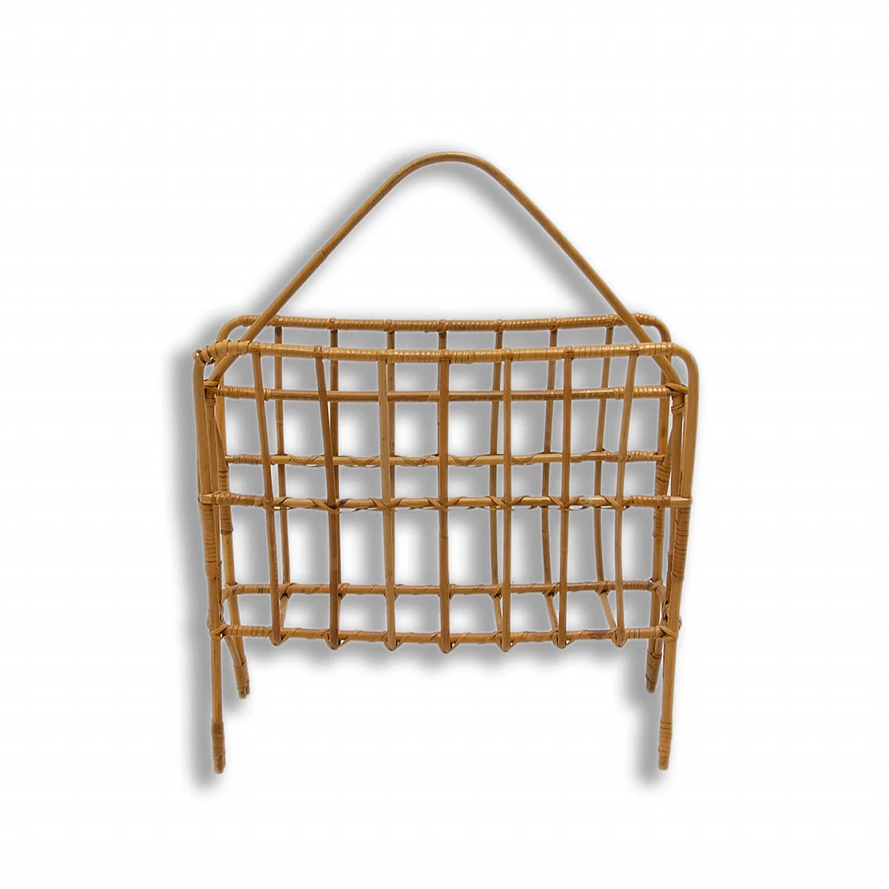 Wicker magazine rack, 1960s 1
