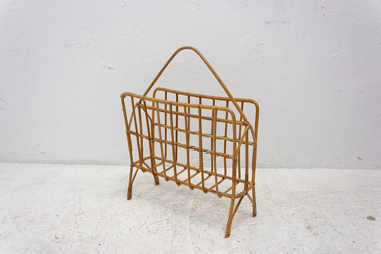 Wicker magazine rack, 1960s 4