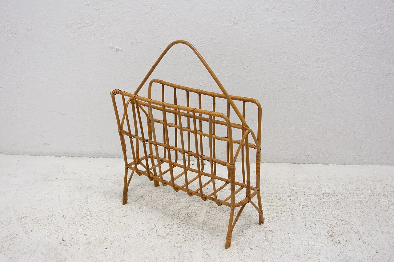 Wicker magazine rack, 1960s 7