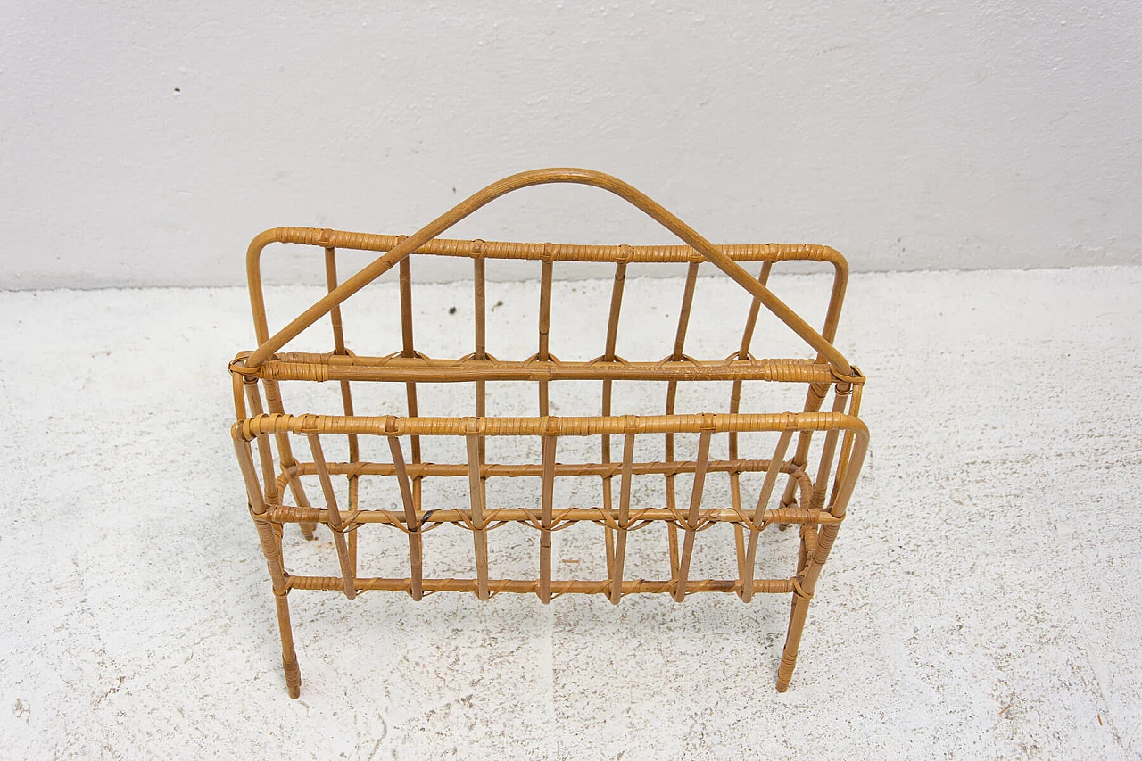 Wicker magazine rack, 1960s 9