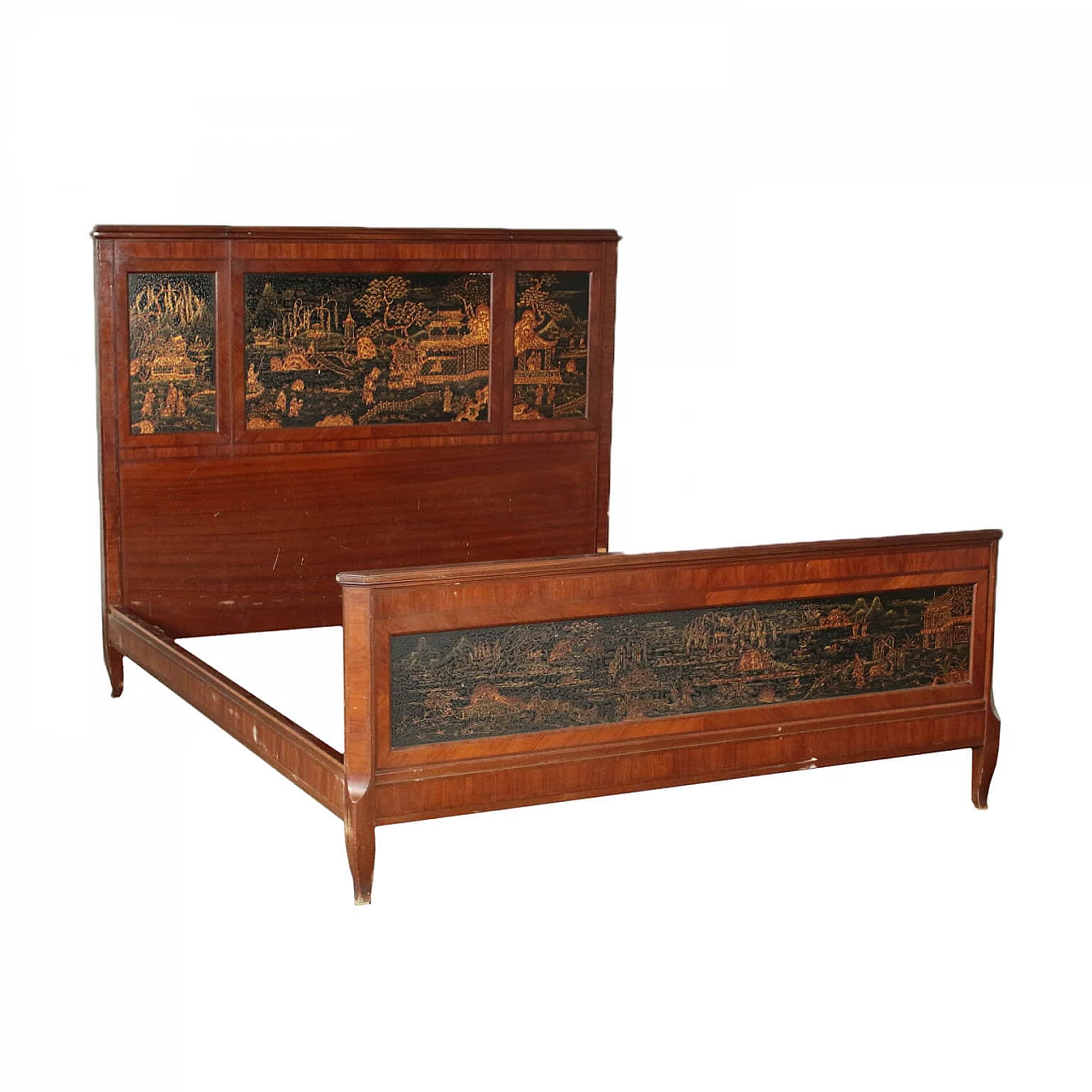 Double bed with chinoiserie decorations 1
