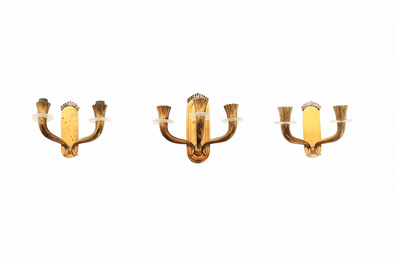3 Applique in ottone dorato di Gio Ponti, anni '40 5