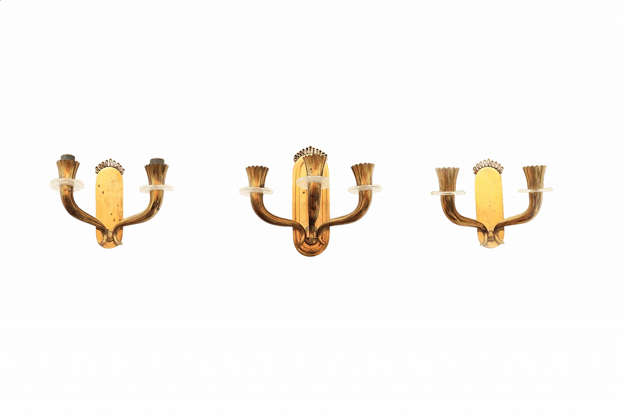 3 Gilded brass sconces by Gio Ponti, 1940s 5