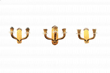 3 Applique in ottone dorato di Gio Ponti, anni '40