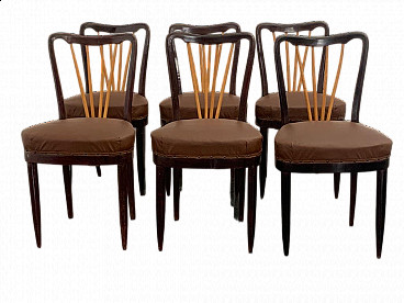 6 Art Deco Chairs by Paolo Buffa, 1940s
