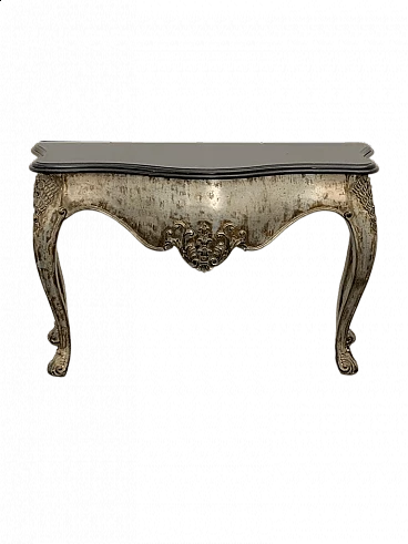Black marble and silver wood console by Lam Lee, 1990s