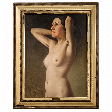 Enzo Gazzone, female nude, oil on panel, 1930s