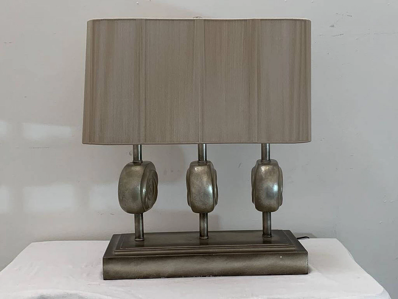 Table lamp in metal, resin and silk by Lam Lee, 1990s 1