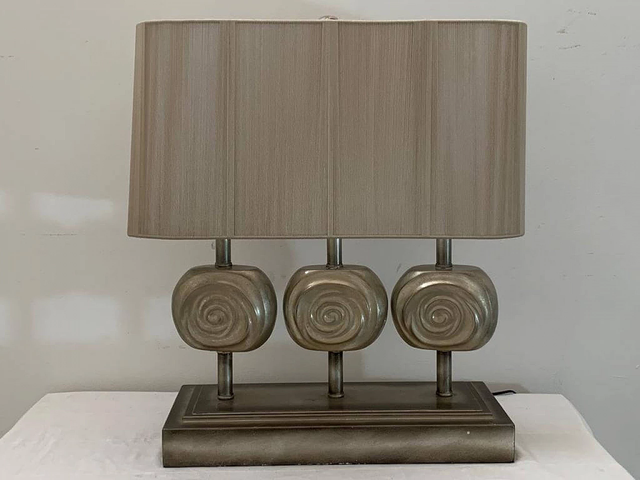 Table lamp in metal, resin and silk by Lam Lee, 1990s 2