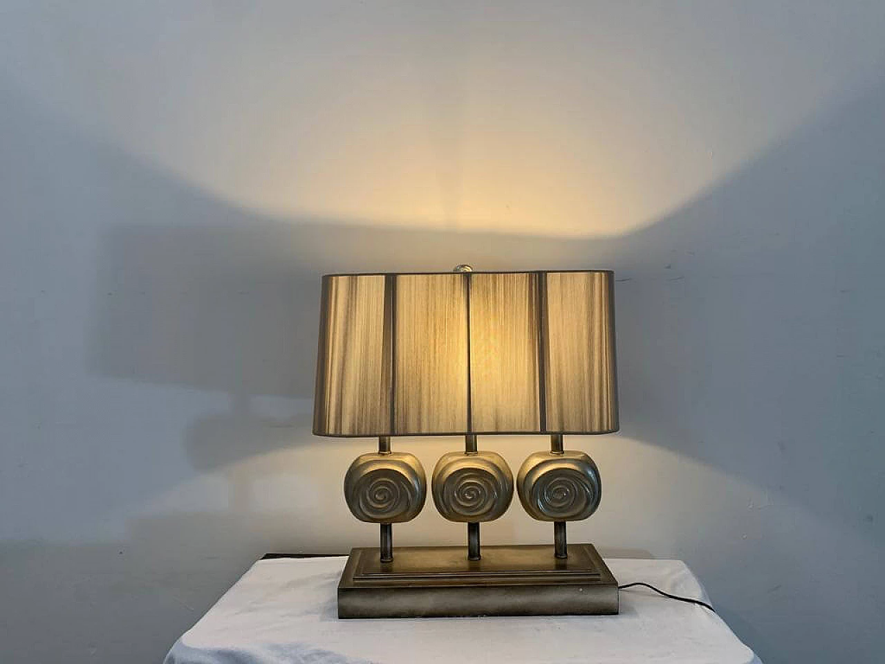 Table lamp in metal, resin and silk by Lam Lee, 1990s 3