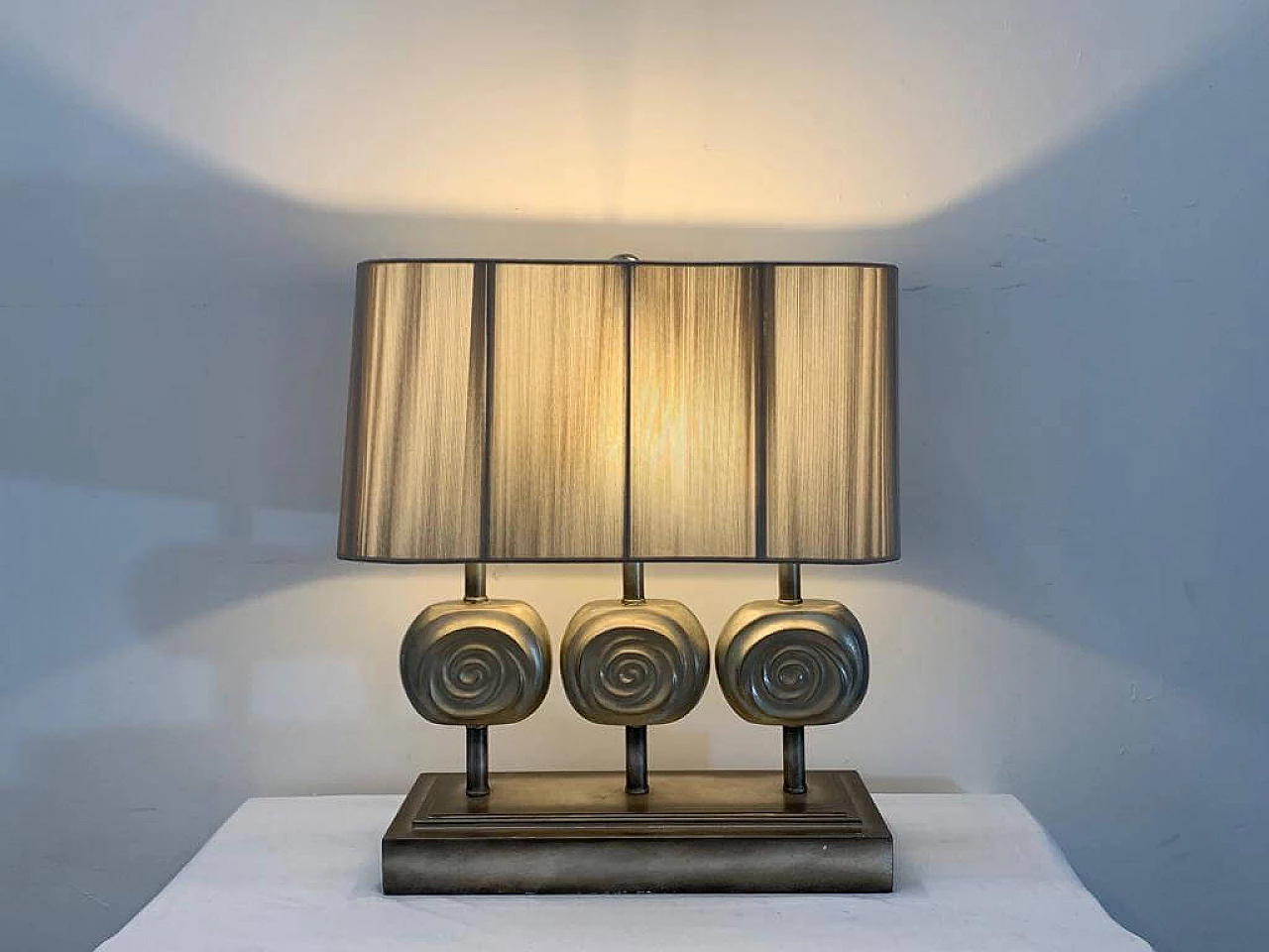 Table lamp in metal, resin and silk by Lam Lee, 1990s 4