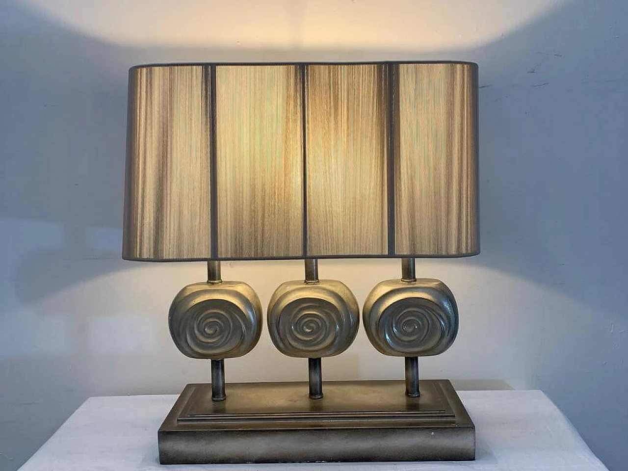 Table lamp in metal, resin and silk by Lam Lee, 1990s 6