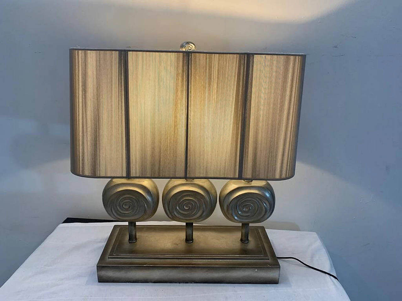 Table lamp in metal, resin and silk by Lam Lee, 1990s 12