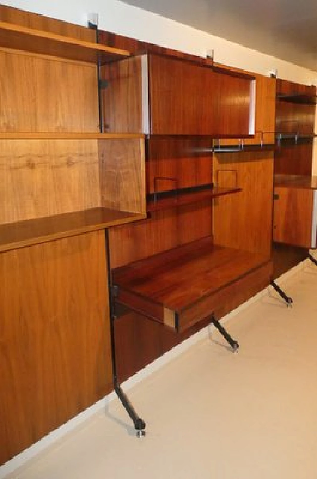 Urio modular bookcase in teak by Ico and Luisa Parisi for MIM Roma, 1960s 3