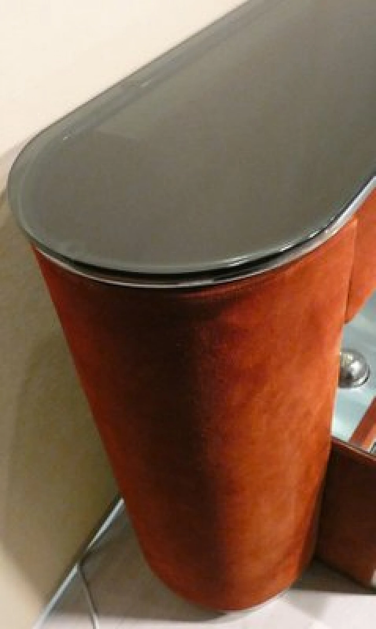 Consolle in suede con piano in vetro e ripiano specchiato, anni '70 3