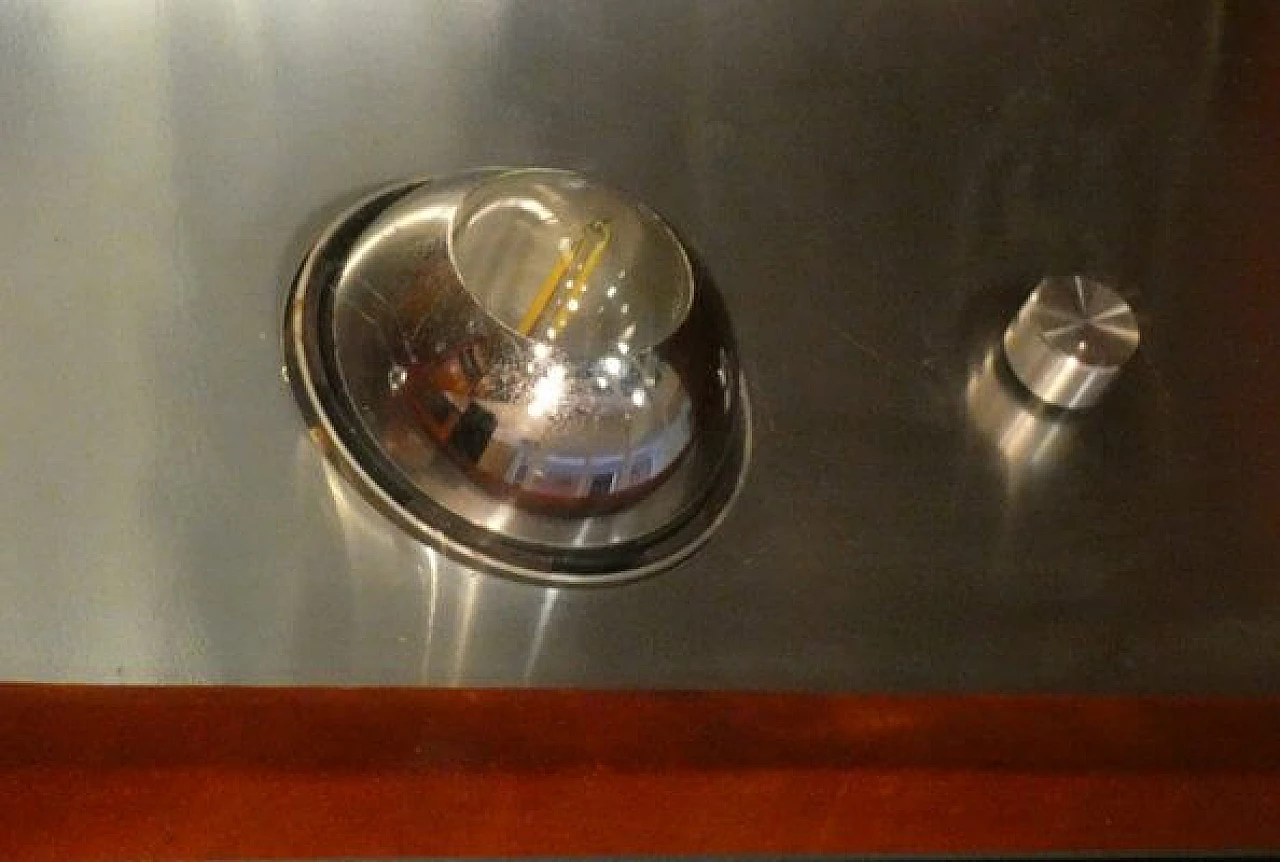 Consolle in suede con piano in vetro e ripiano specchiato, anni '70 5