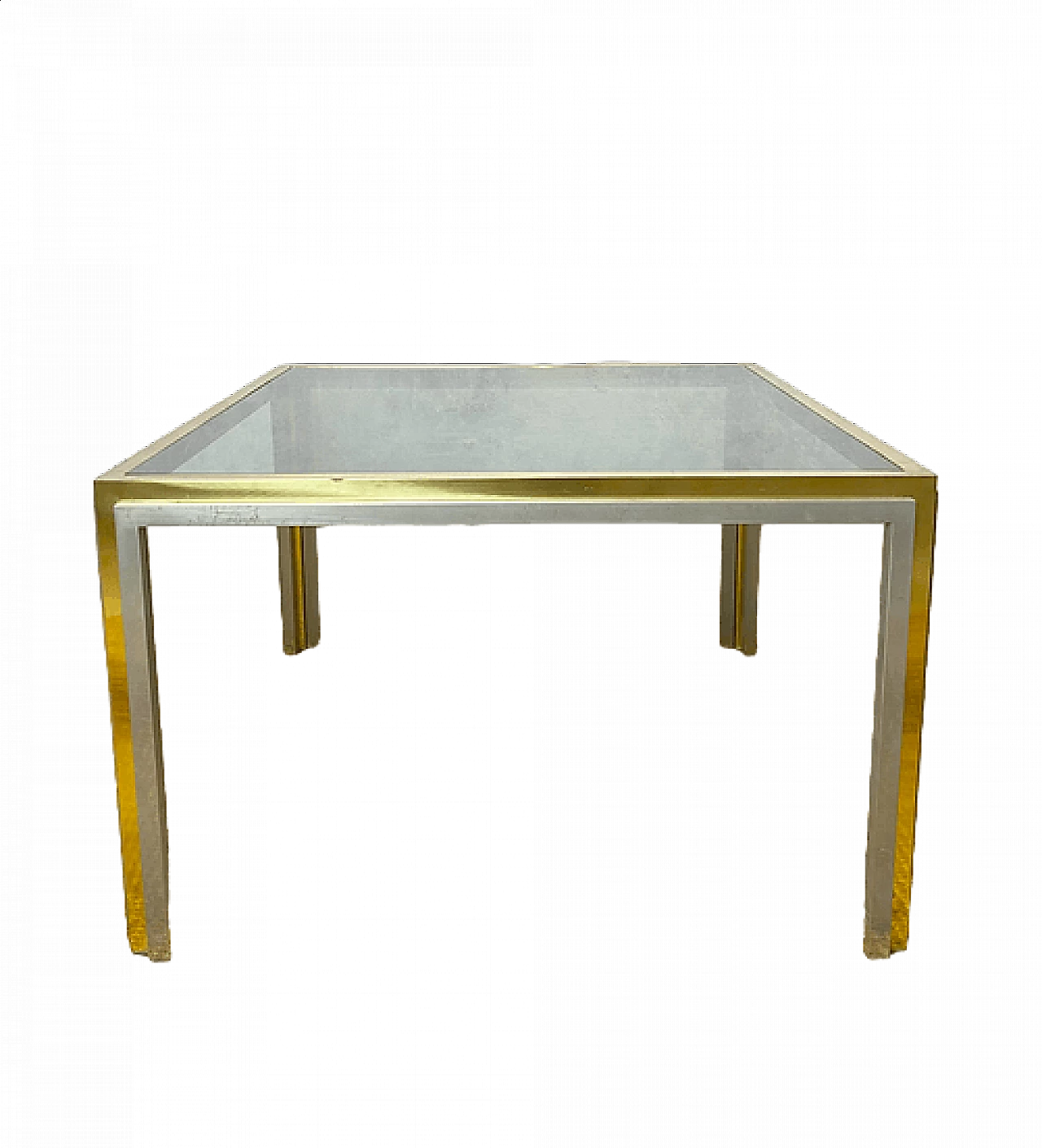 Metal and glass side table in the style of Willy Rizzo, 1970s 6