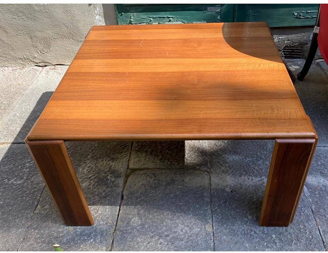 Tavolino quadrato in legno, anni '70 2