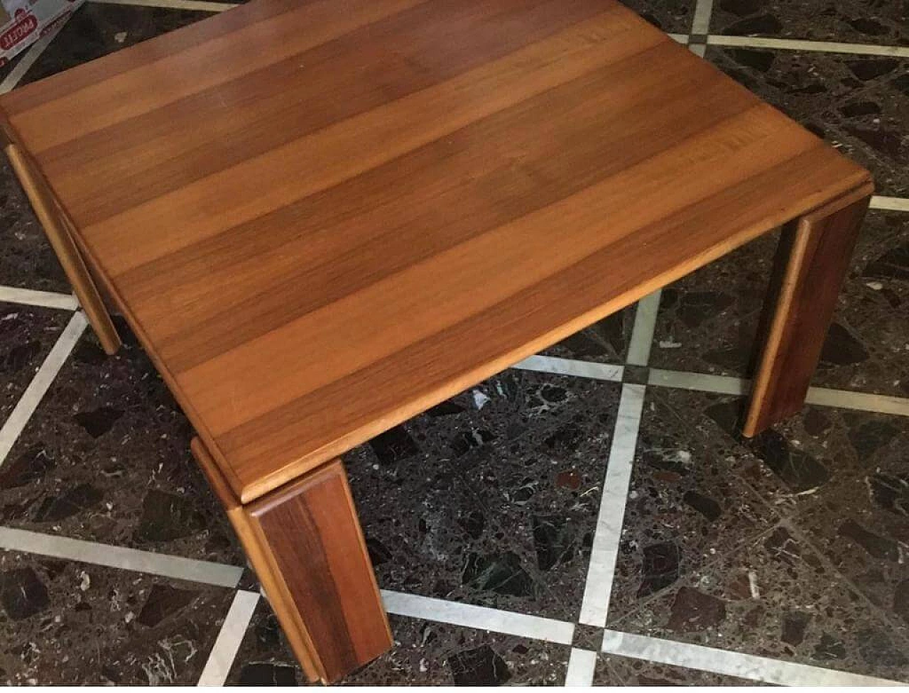 Tavolino quadrato in legno, anni '70 3