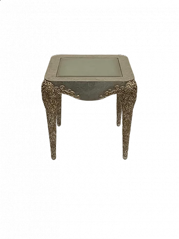 Silver resin and glass side table by Lam Lee, 1990s