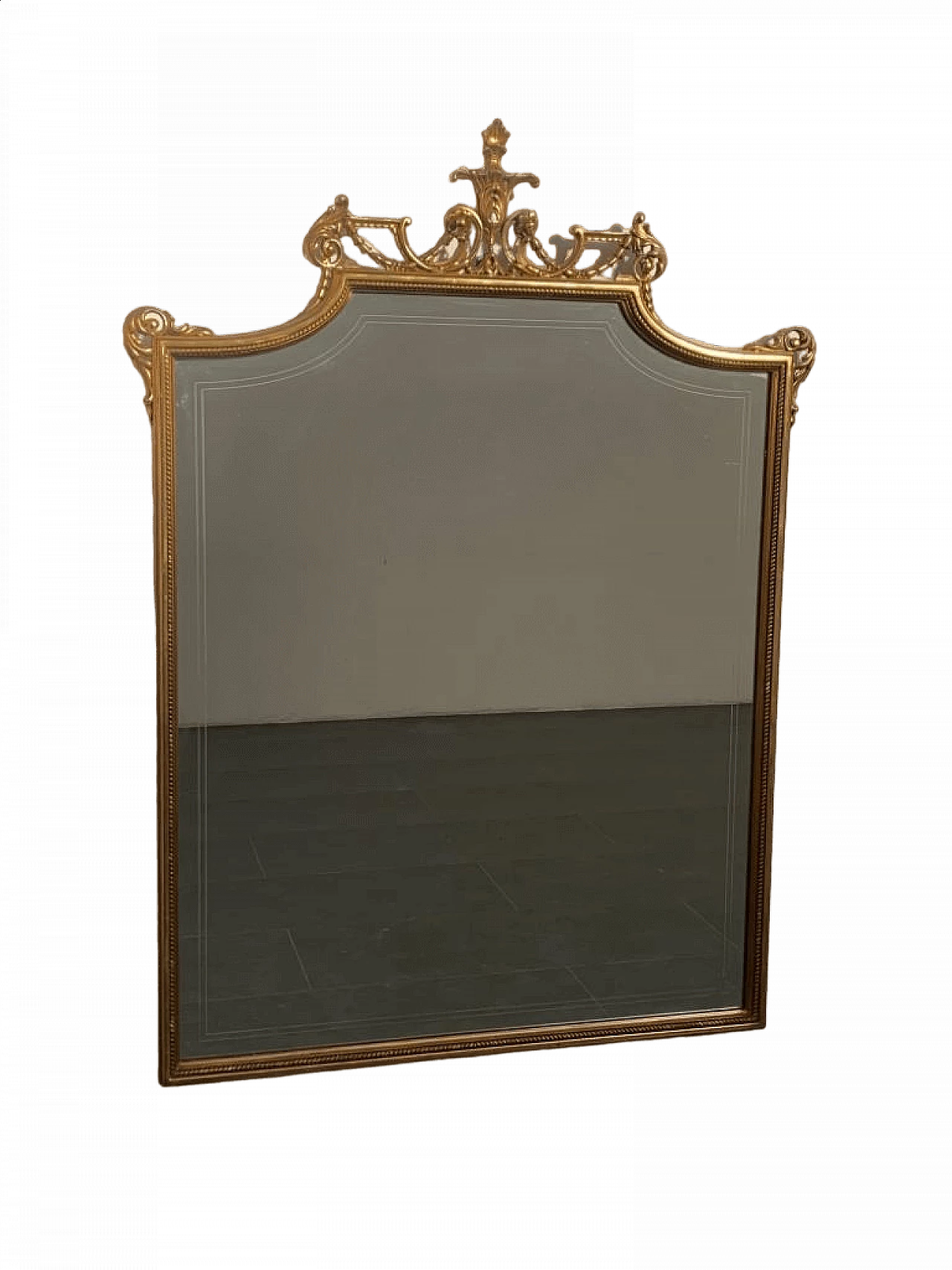 Specchio con cornice dorata, anni '50 15