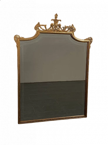 Specchio con cornice dorata, anni '50