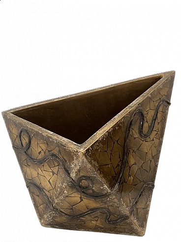 Vase covered with geometric fragments of gilded mirror, 1980s