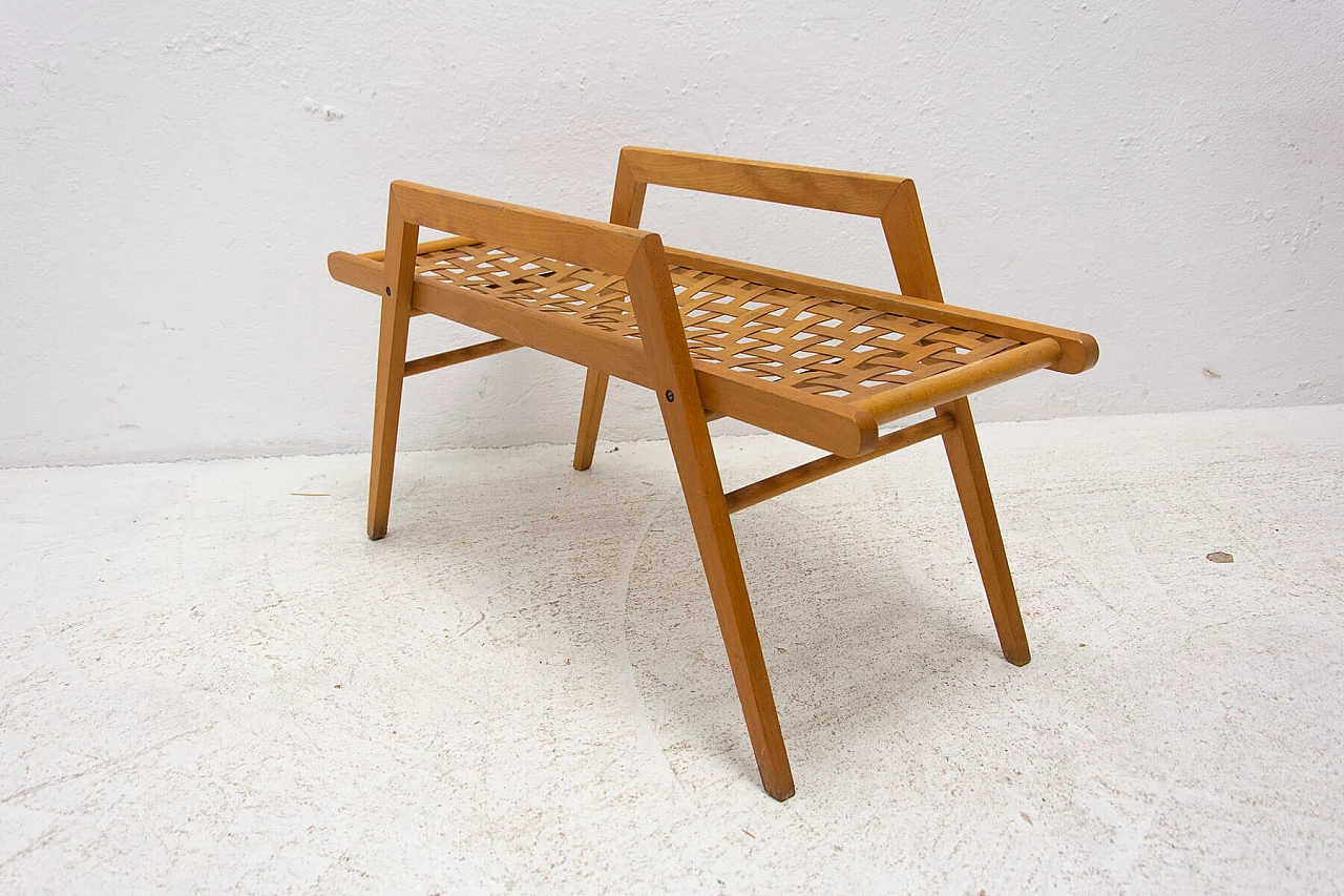 Beechwood coffee table with woven leather straps, 1970s 3