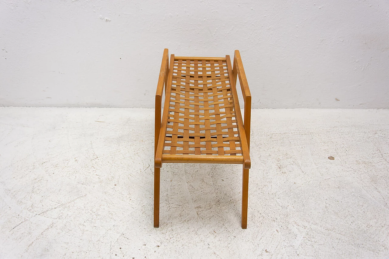 Beechwood coffee table with woven leather straps, 1970s 5