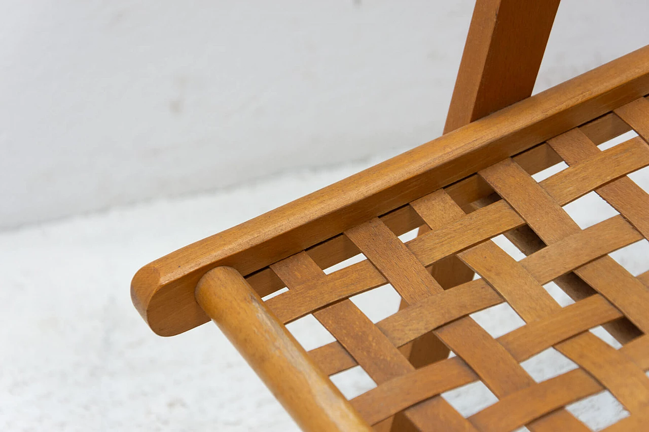 Beechwood coffee table with woven leather straps, 1970s 7