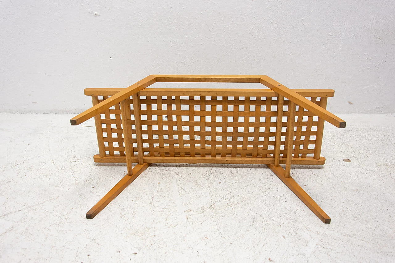 Beechwood coffee table with woven leather straps, 1970s 9