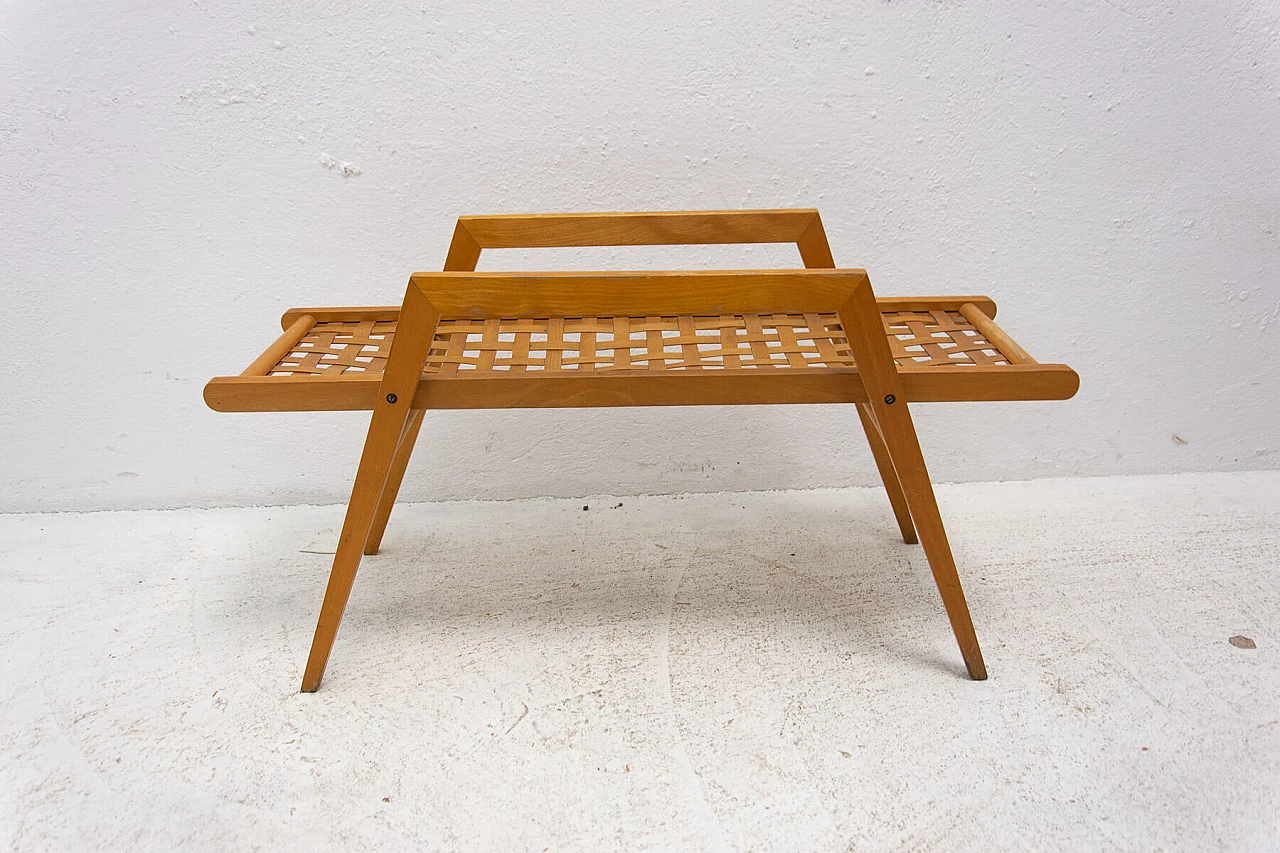 Beechwood coffee table with woven leather straps, 1970s 10