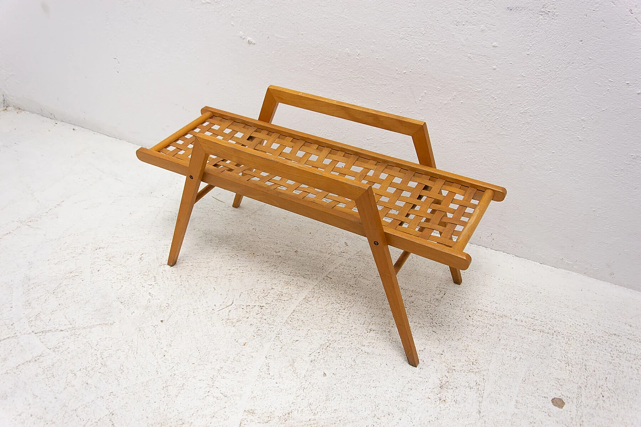 Beechwood coffee table with woven leather straps, 1970s 12