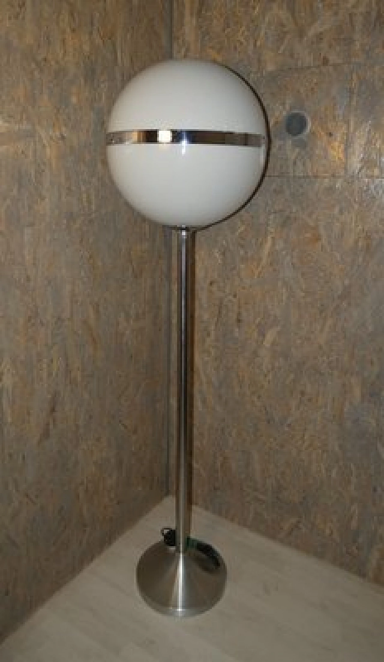 Chrome-plated steel floor lamp with perspex shade, 1970s 1