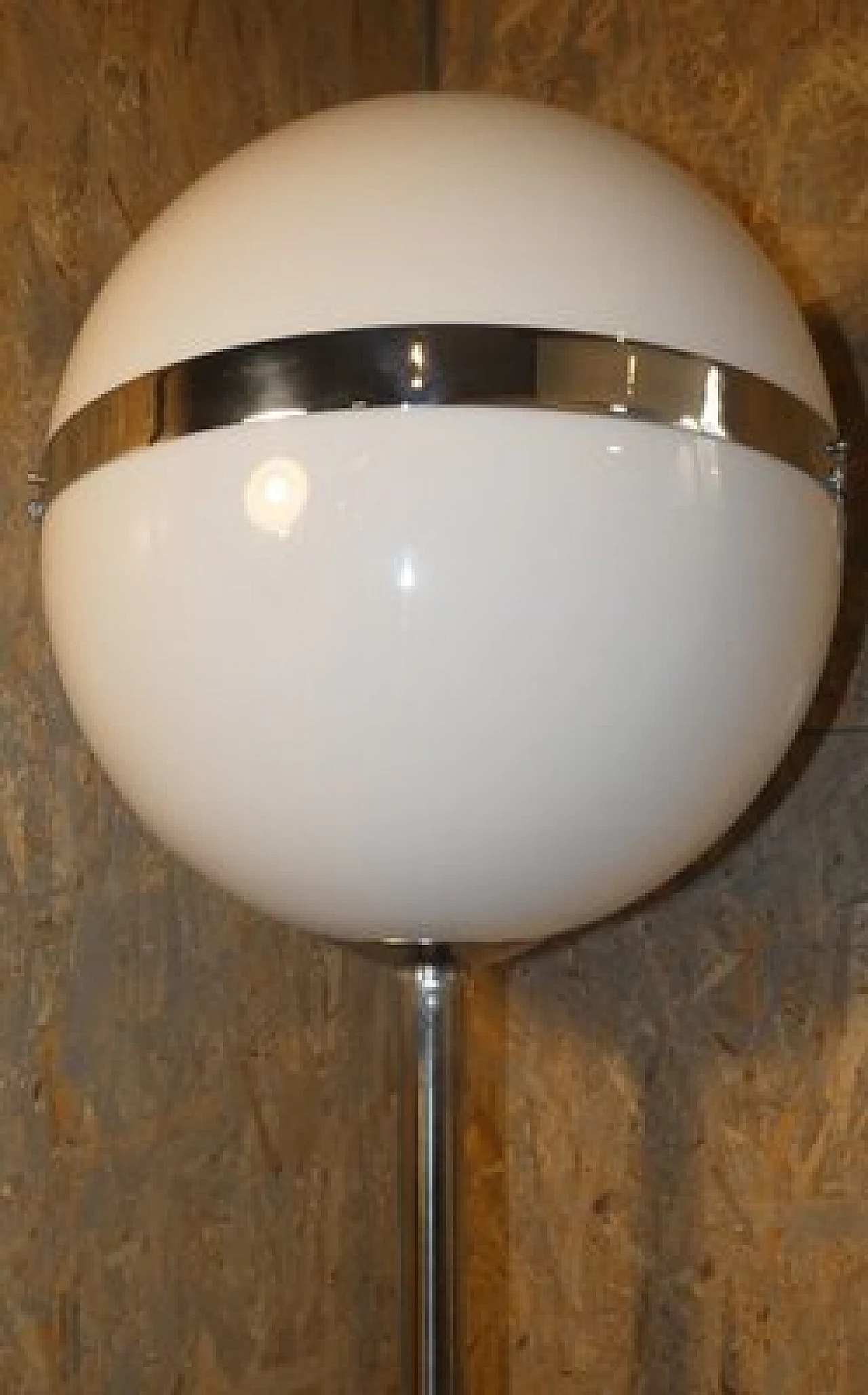 Chrome-plated steel floor lamp with perspex shade, 1970s 3