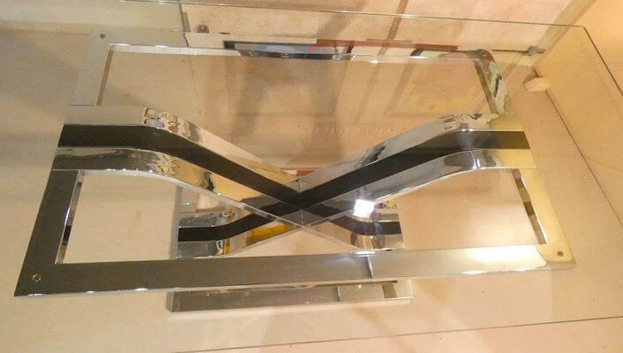 Glass and chrome-plated steel dining table, 1970s 2